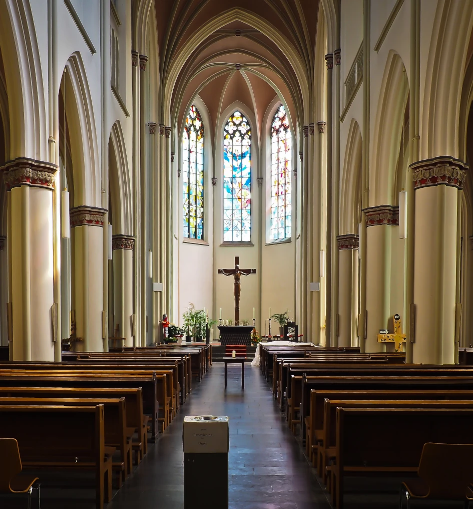 Congregation attending Holy Mass in a church setting