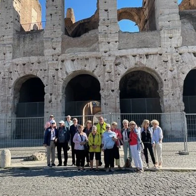 Pilgrims on a fall pilgrimage with the Foundation